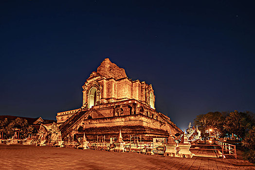 契迪龙寺,大佛塔寺,庙宇,清迈,泰国,东南亚,chedi,luang,temple,in,chiang,mai,thailand