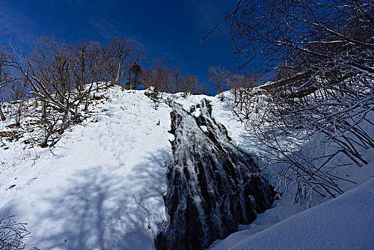 瀑布,北海道,日本