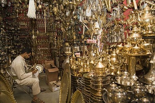 银器,露天市场,也门,中东