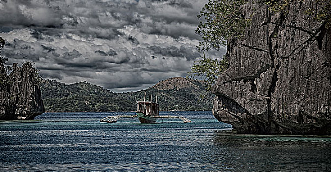 菲律宾,风景,悬崖,漂亮,天堂湾,热带,泻湖