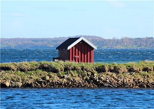 游泳,房子,湖,丹麦