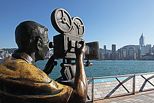 香港九龙尖沙咀星光大道上的,电影摄影师,塑像