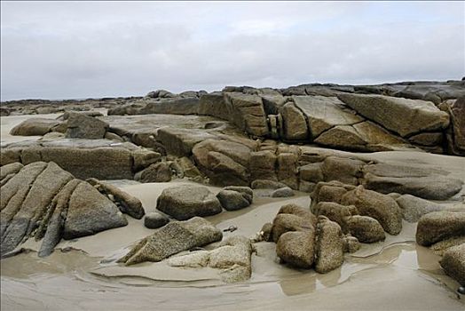 花冈岩,石头,潮汐,沙滩,海岸,多纳格,爱尔兰
