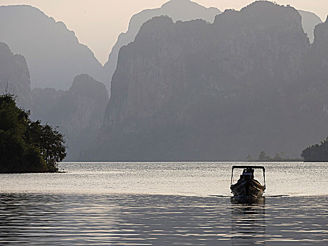 船,湖,国家公园,苏拉塔尼,省,泰国,亚洲