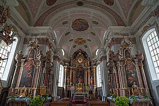 室内,圣坛,教区教堂,提洛尔,奥地利,欧洲