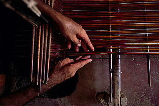 工匠,编织,传统服装,破旧,女人,上方,巴基斯坦,沙阿,信德省,省,四月,2005年