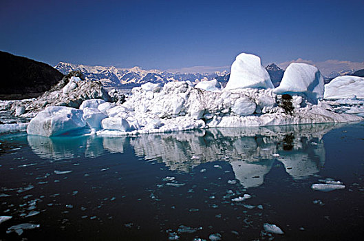 美国,阿拉斯加,威廉王子湾,冰山,漂浮,哥伦比亚冰河