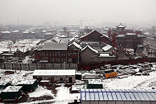 中国,北京,全景,地标,建筑,大雪,雪景,街道,房屋