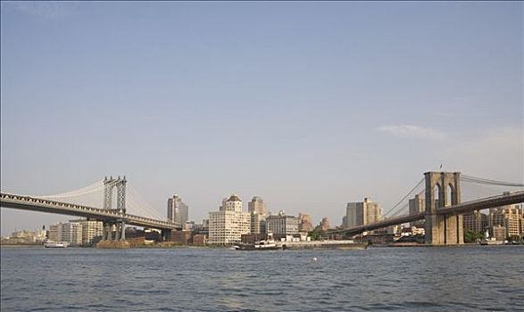 天际线,布鲁克林,曼哈顿大桥,布鲁克林大桥,纽约,美国