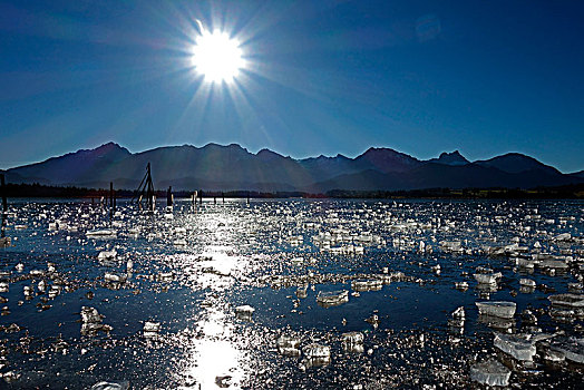 冰冻,湖,靠近,福森,区域,清晰,白天