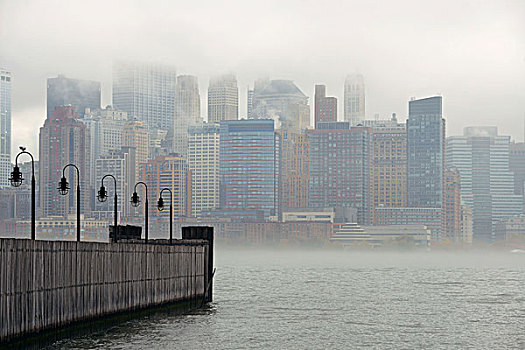 纽约,市区,雾