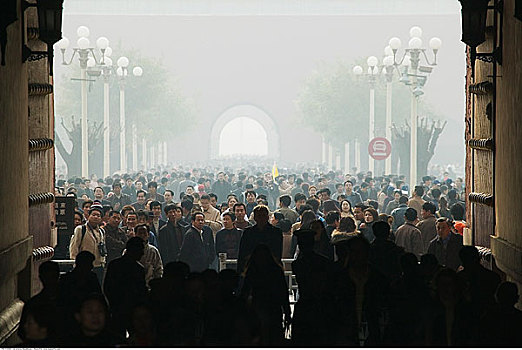 一堆,游客,流动,故宫,北京,中国