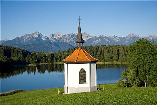 小教堂,湖,靠近,德国