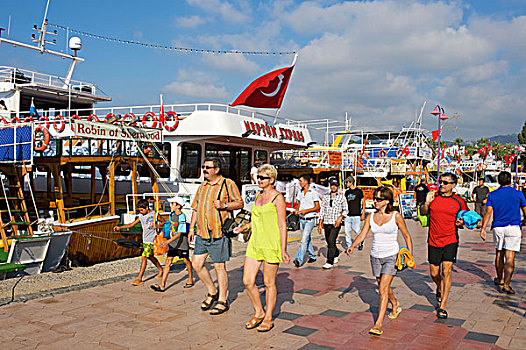 游客,散步场所,马尔马里斯,土耳其,爱琴海,海岸