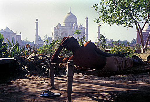 泰姬陵,后视图,阿格拉,印度,二月,2006年