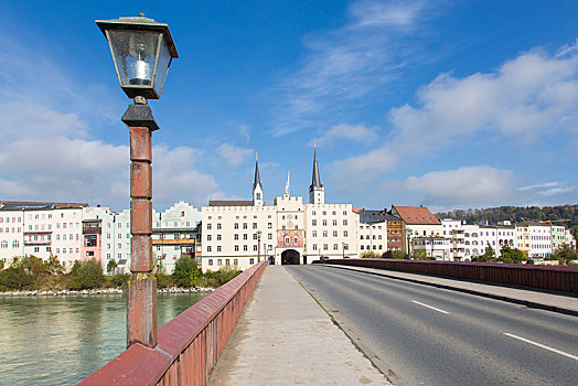 桥,城门,旅店,上巴伐利亚,巴伐利亚,德国,欧洲