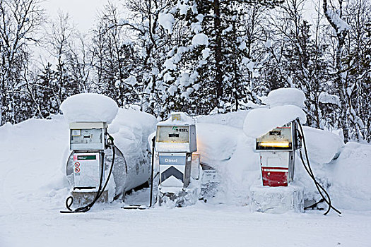 汽油,泵,积雪,芬兰,欧洲