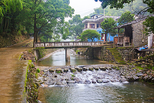 小溪,老房子,山泉,流水