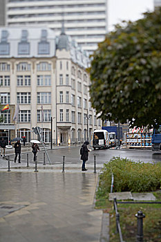 下雨,市区,街景,柏林,德国