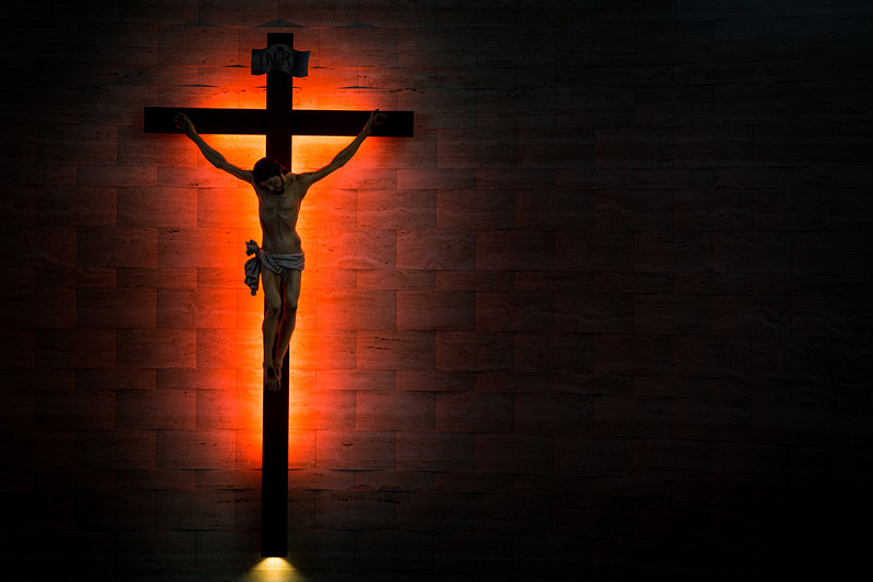 天主教_基督教_耶稣十字架_剪影_左边_高清图片_全景视觉