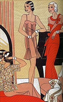 女人,时尚,插画,20世纪20年代