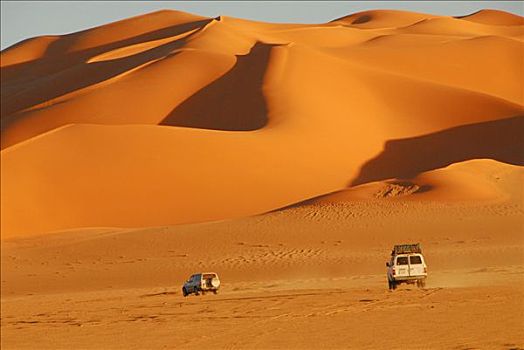 吉普车,正面,沙丘,沙漠,利比亚