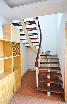 现代,阶梯,容器,木质,台阶,栏杆