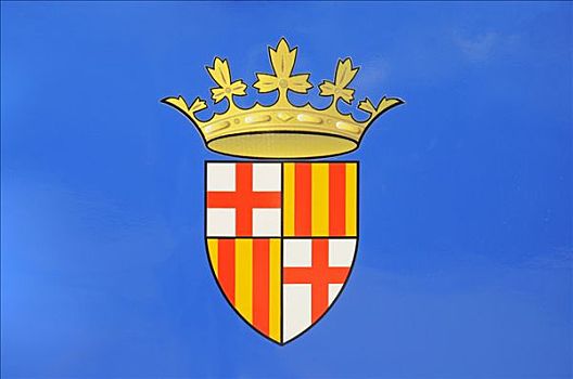 盾徽,城市,巴塞罗那,加泰罗尼亚,西班牙,欧洲