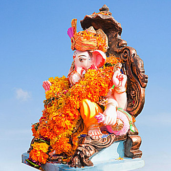 特写,神像,象头神迦尼萨,孟买,马哈拉施特拉邦,印度