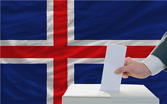 男人,投票,选举,冰岛,正面,旗帜