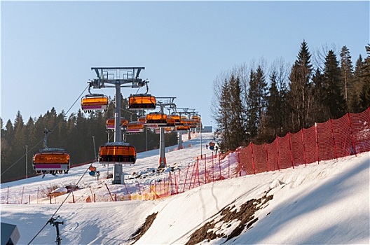 滑雪坡,现代座椅,滑雪缆车