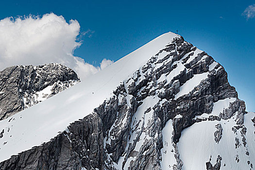 阿尔卑斯峰,俯视,冬天,德国,巴伐利亚,上巴伐利亚,巴伐利亚阿尔卑斯山,陆地,加米施帕藤基兴