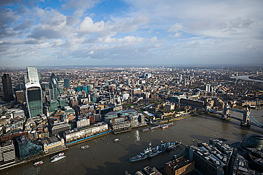 英格兰,伦敦,碎片,建筑,俯视图,城市,风景,观注