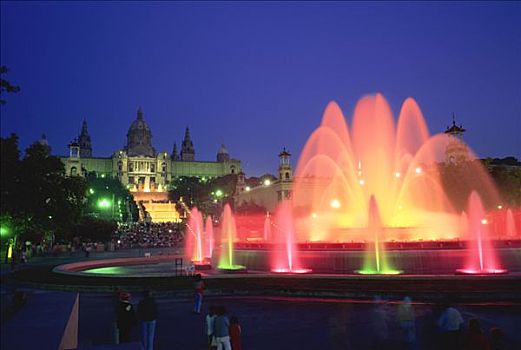 魔幻,喷泉,国会大楼,西班牙,巴塞罗那,加泰罗尼亚