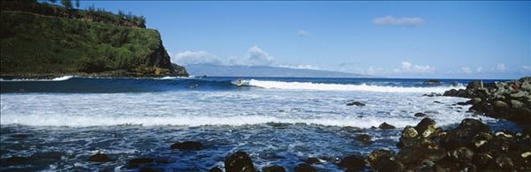 夏威夷,毛伊岛,海岸,冲浪,挨着,岸边
