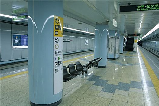 地铁站,站台,东京,本州,日本