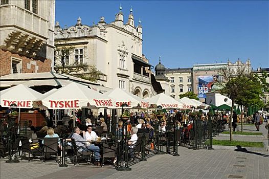 街头咖啡馆,正面,克拉科夫,市场,世界遗产,波兰,欧洲