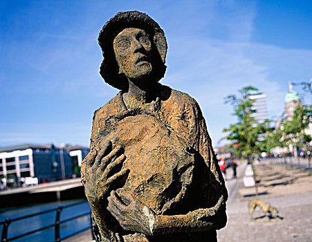 雕塑,都柏林,城市,爱尔兰,著名,爱尔兰人