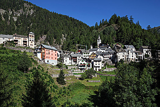 山村,提契诺河,瑞士,欧洲