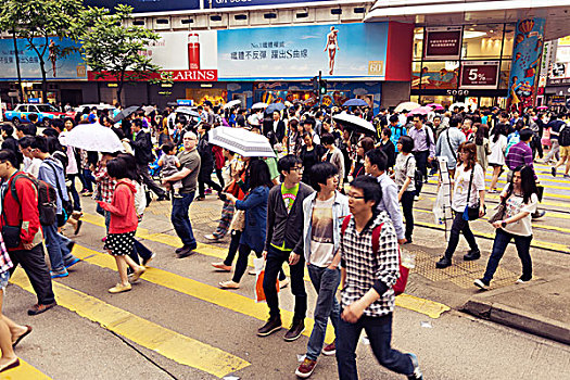 香港,人群,人,道路