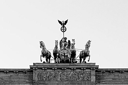 高,局部,勃兰登堡门,天空,柏林,德国