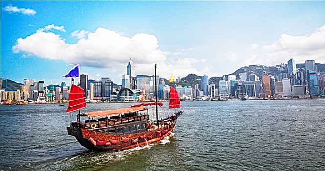 帆船,船,旅游,香港,维多利亚港