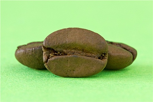 咖啡豆,上方,绿色背景