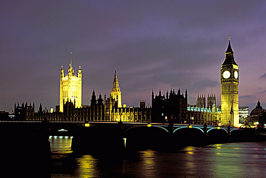 欧洲,英格兰,伦敦,大本钟,议会大厦,夜晚