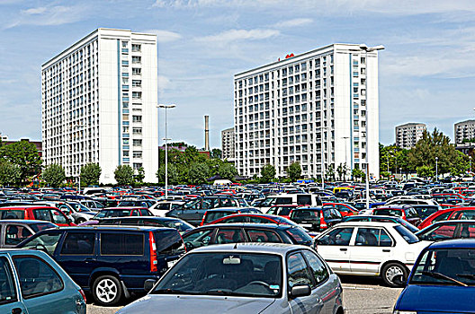 汽车,停车场,智慧,高层建筑,公寓楼,背景
