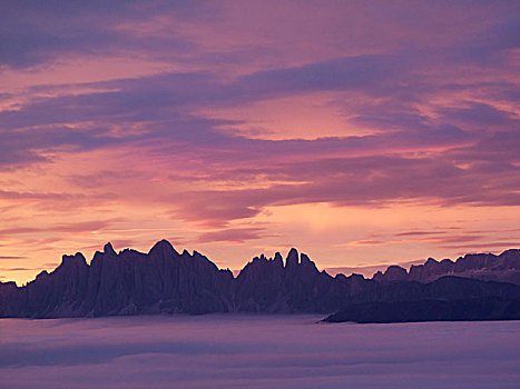 平和,风景,紫色,云,山