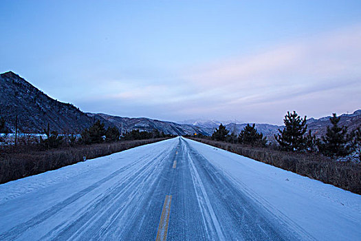 路,山区,高速路,夕阳