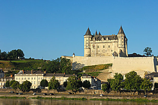 卢瓦尔河,河,索米尔,城堡,缅因与卢瓦省,卢瓦尔河谷,法国,欧洲