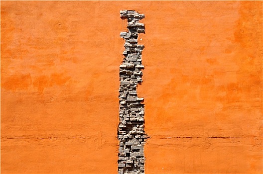 裂缝,砖,整修,橙色,墙壁,意大利
