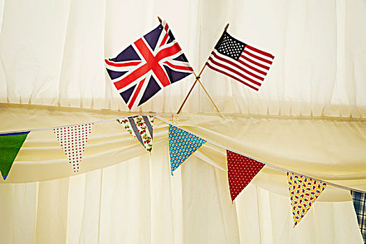 装饰,彩旗,英国,美国国旗,婚礼,大帐篷
